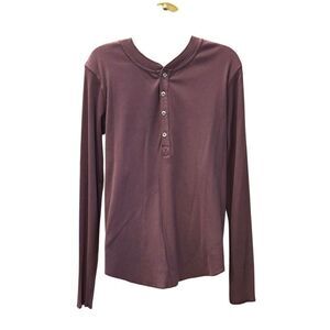 NSF Hal Long Sleeve Henley in Bordeaux NWT Size Small